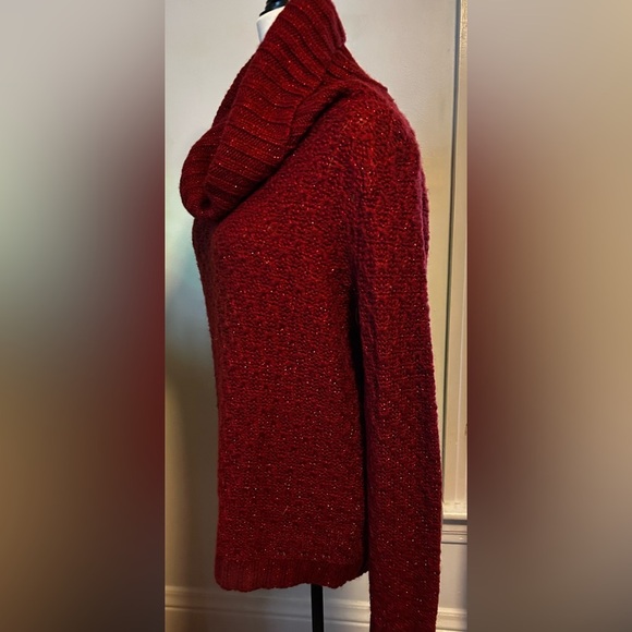 Elegant Burgundy Cowl Neck Sweater - Picture 2 of 9